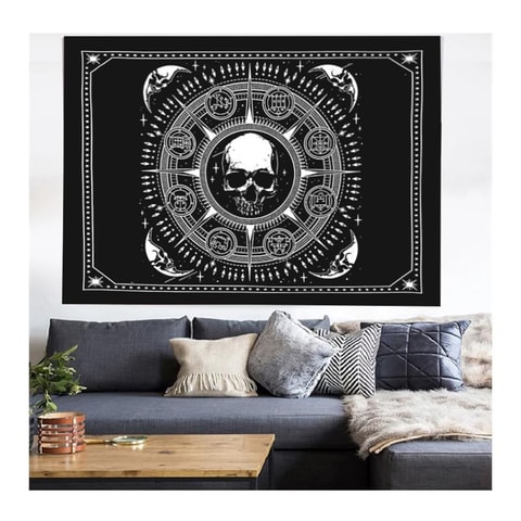 70 X 100 Cm Skull And Half Moon Duvar Halısı 