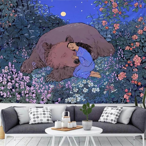 70 X 100 Cm Sleep With Bear Friends Duvar Halısı 