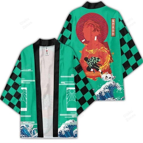 Anime Demon Slayer: Kimetsu No Yaiba Tanjiro Fire Breathing Unisex Kimono