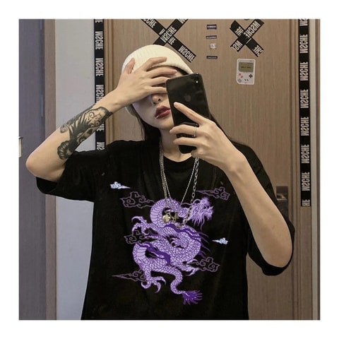 Anime Harajuku Purple Dragon Unisex T-Shirt