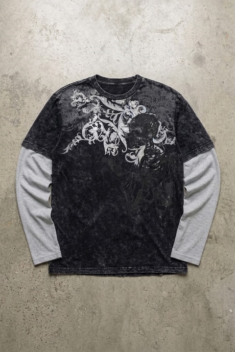 Antrasit Skull Motifli Beyaz Unisex Sweatshirt