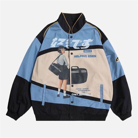 Bej Aelfric Eden Varsity Parçalı Retro Unisex Bomber Ceket