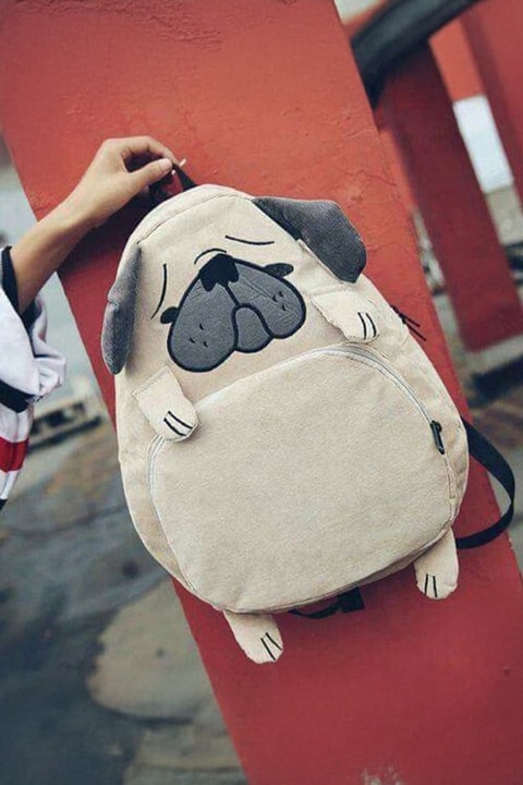Bej Sad Pug Unisex Sırt Çantası