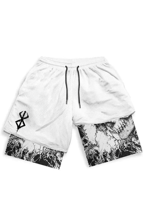 Beyaz Anime Berserk Streetwear Şort