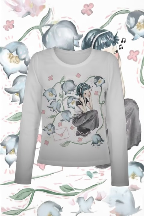 Beyaz Girl İn Flowers Gotik Y2K Uzun Kollu Crop 