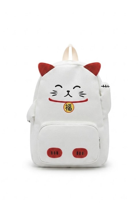 Beyaz Maneki Neko Kawai Sırt Çantası