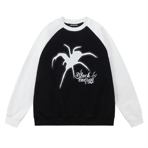 Beyaz Raglan Kollu Black Energy Spider (Unisex) Uzun Kollu