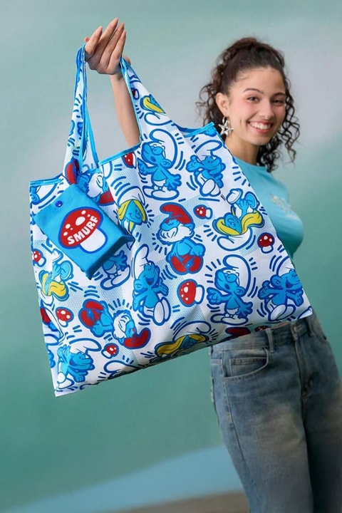 Beyaz Smurrf Bez Çantası