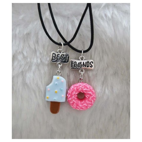 Dondurma Ve Donut Pembe Best Friends Kolye