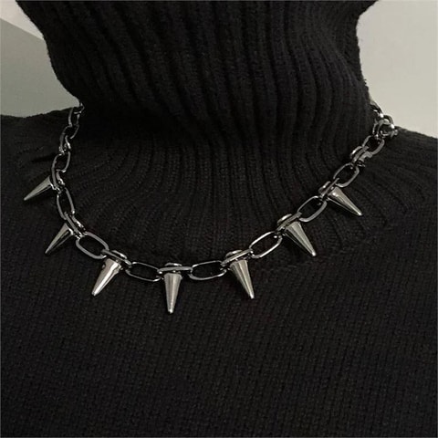 Gothic Punk Dikenli Zincirli Kolye