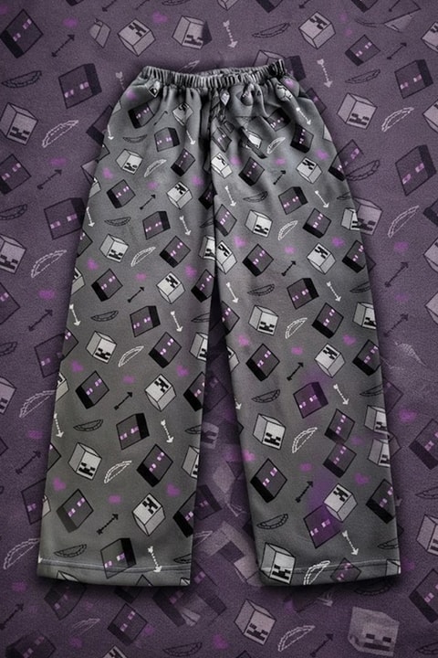 Gri Minecraft Enderman Beli Lastikli Y2K Eşofman