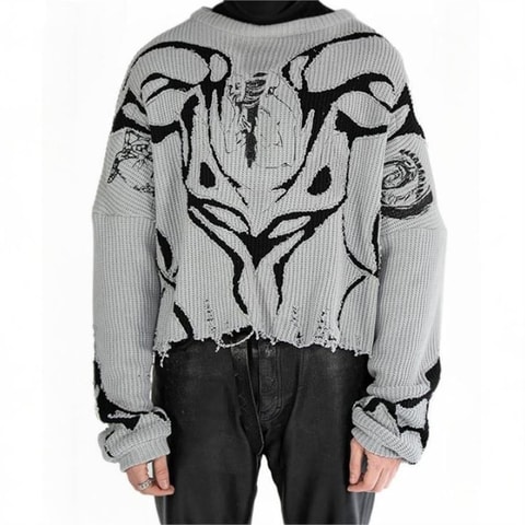 Gri Vintage Aesthetic Selves Oversize Kazak