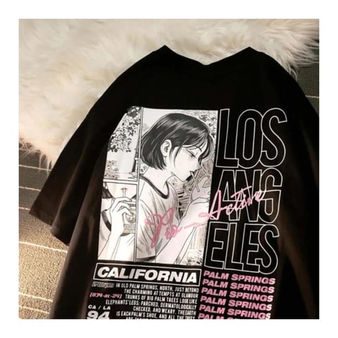 Harajuku Los Angeles Girl Siyah (Unisex) T-Shirt