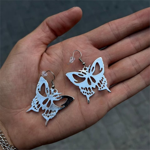 Harajuku Skull Butterfly Küpe