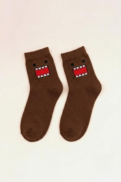 Kahverengi Domo Kun Face Unisex Çorap