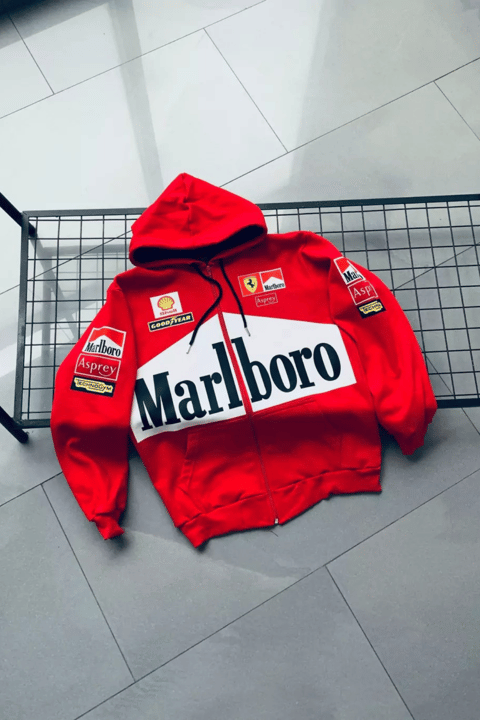 Kırmızı Ferrari Retro Malboro Kapüşonlu Sweatshirt