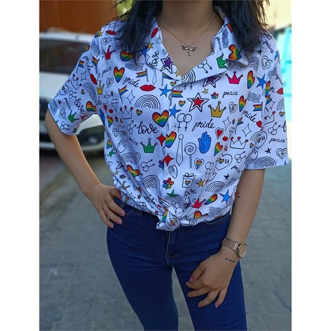 Love Kolaj Beyaz Unisex Gömlek