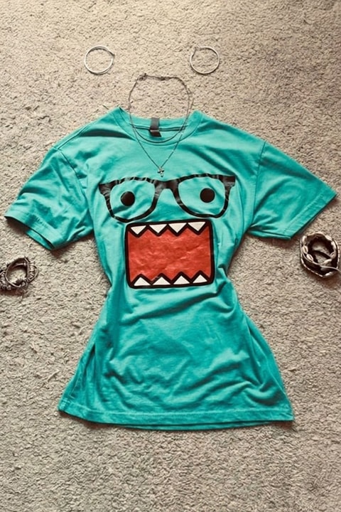 Mavi Domo Kun Harajuku Y2K Kısa Kollu Crop