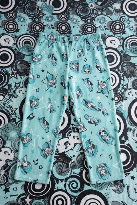 Mavi Hatsune Miku Anime Beli Lastikli Y2K Eşofman