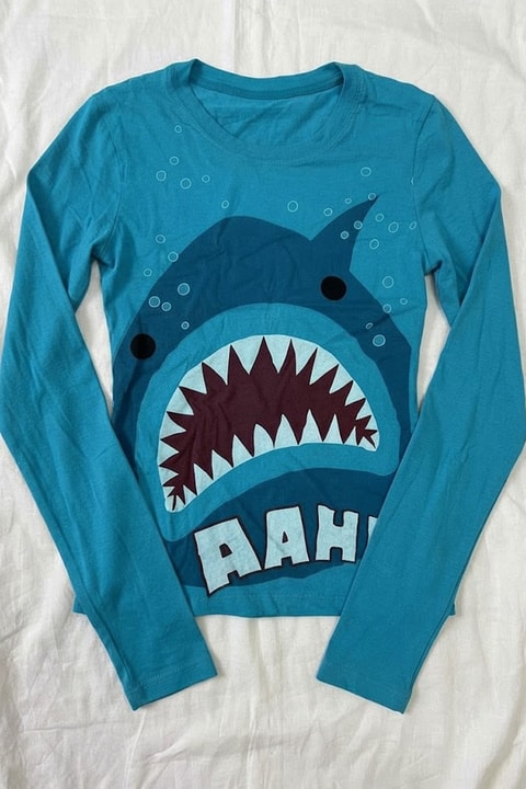 Mavi Shark AAHH! Y2K Uzun Kollu Crop