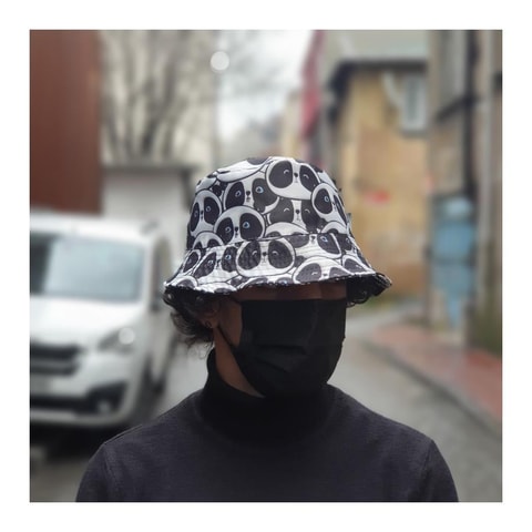 Panda Desenli Bucket Şapka