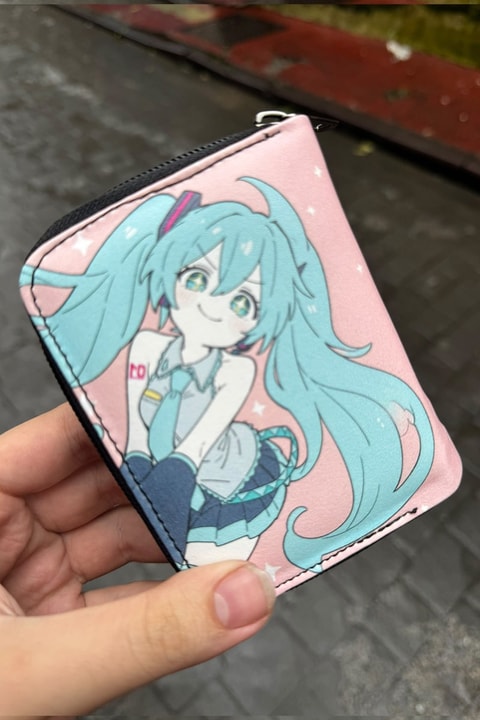 Pembe Hatsune Miku Kawai Unisex Cüzdan