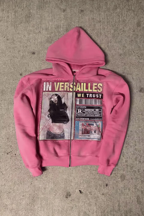 Pembe In Versailles Harajuku Y2K Unisex Kapüşonlu Unsiex Hırka