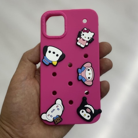 Pembe Jibbitzli Sanrio Hello Kitty Characters İphone Telefon Kılıfları