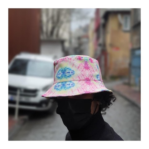 Pembe Mavi Batik Bucket Şapka
