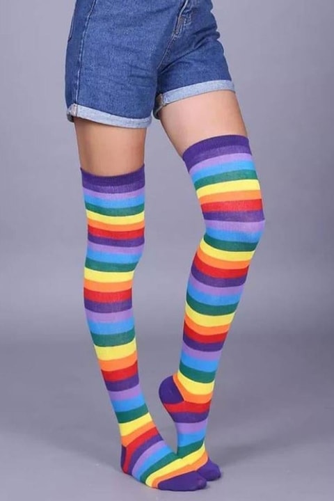 Rainbow Çizgili Dizüstü Çorap