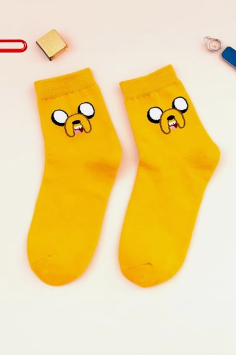 Sarı Adventure Time Jack Face Unisex Çorap