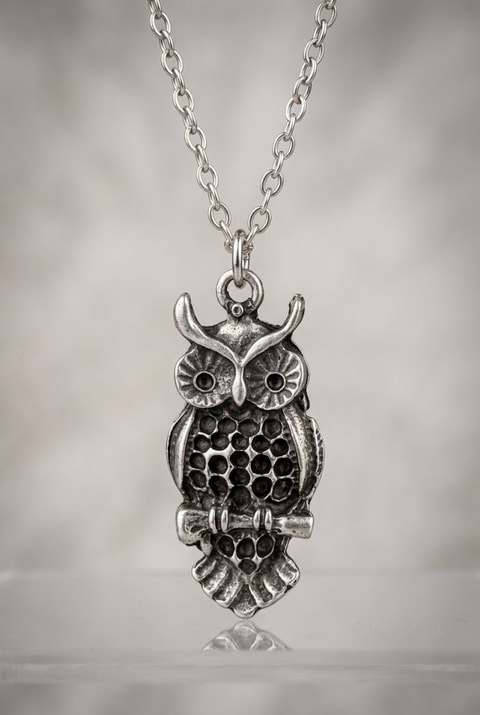 Silver Antik Vintage Baykuş Kolye