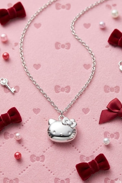 Silver Hello Kitty Face Y2K Kolye