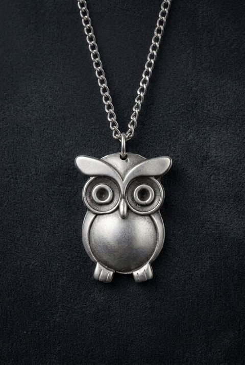 Silver Retro Baykuş Kolye