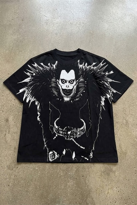 Siyah Anime Death Note Ryuk Gotik Y2K Unisex T-Shirt