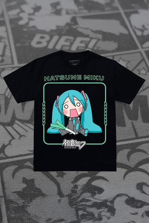 Siyah Anime Hatsune Miku Chibi Kawai Y2K Unisex T-Shirt