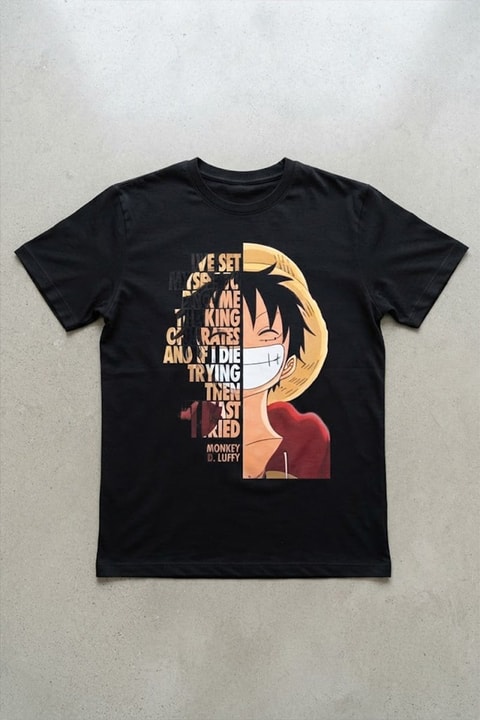 Siyah Anime One Piece Monkey D..Luffy Y2K Unisex T-Shirt