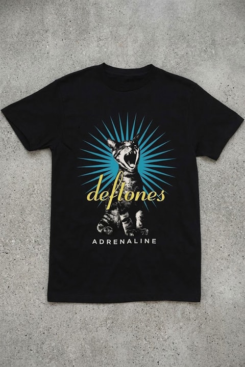 Siyah Deftones Cat Print Gotik Y2K Unisex T-Shirt
