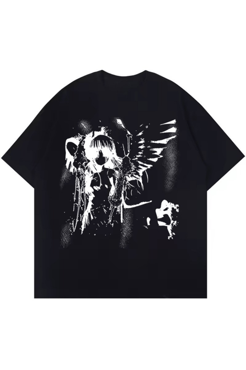 Siyah Gothic Angel Unisex T-shirt