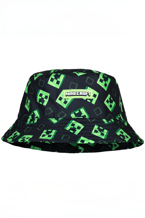 Siyah Minecraft Creeper Bucket Şapka