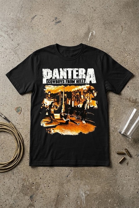 Siyah Pantera Cowboys From Hell Unisex Y2K T-Shirt