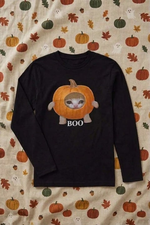 Siyah Pumpkin Cat BOO Halloween Unisex Sweatshirt