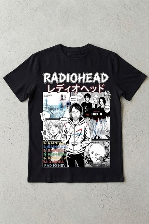 Siyah Radiohead Anime Manga Collection Y2K Unisex T-Shirt