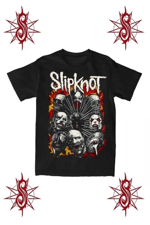 Siyah Slipknot Members Gotik Y2K Unisex T-shirt 