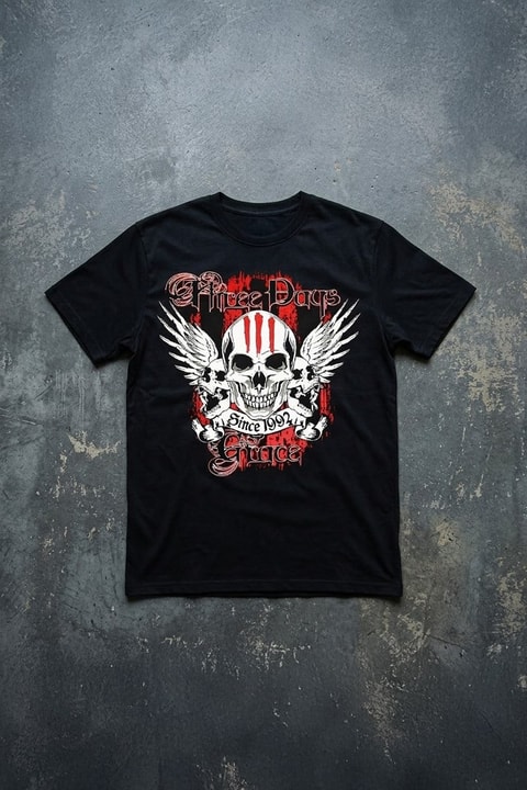 Siyah Three Days  Grace Unisex Y2K T-Shirt