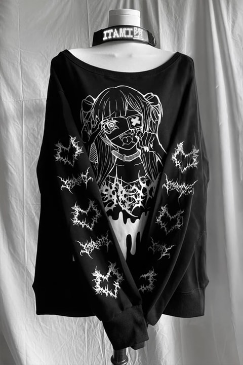 Siyah Yami Kawai Anime Y2K Sweatshirt
