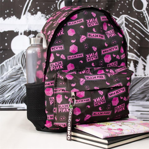 Suluklu Siyah Black Pink Yeni Kolaj Okul Sırt Çantası