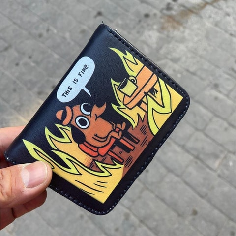This Is Fine Dog Memes Kısa Cüzdan