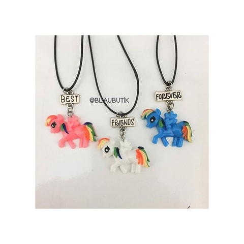 Unicorn Pembe, Beyaz,Mavi Bff Üçlü Kolye