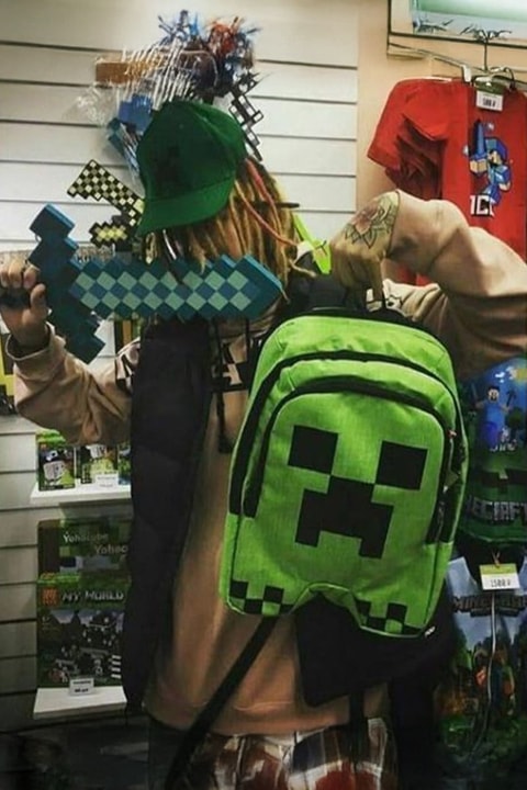 Yeşil Minecraft Creeper Face Unisex Sırt Çantası
